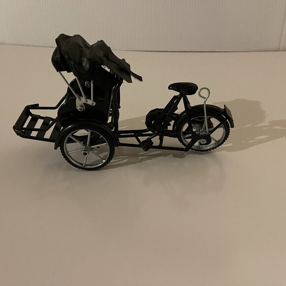 Rickshaw Pedal Taxi Cart Metal Vietnam Gold Coin Seat Cycle Canopy Becak - Picture 2 of 15